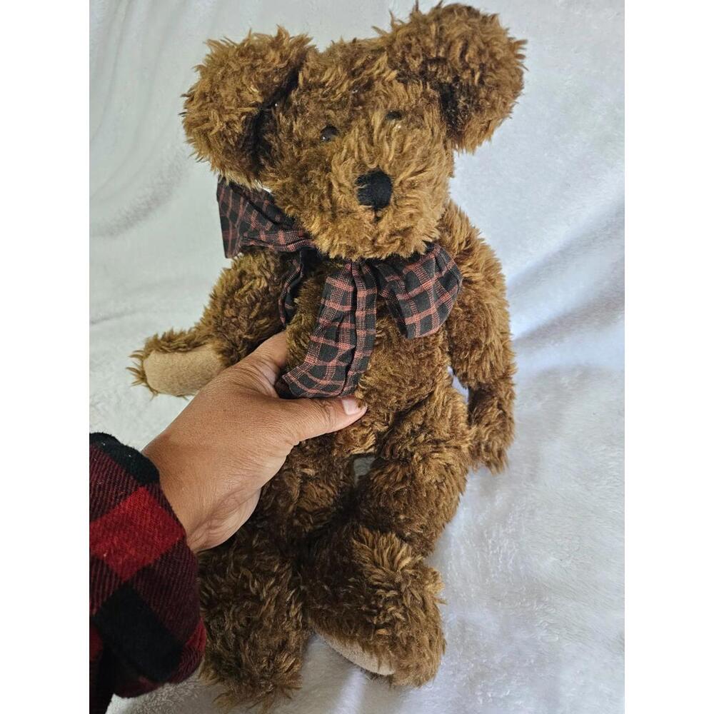 Vintage The Boyds Collection Bear Plush Toy Brown Bow 80's Jointed Bean Bag 13" - Picture 13 of 13
